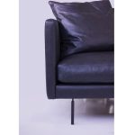 TUX Black Leather Sofa Black Powder Coated Legs