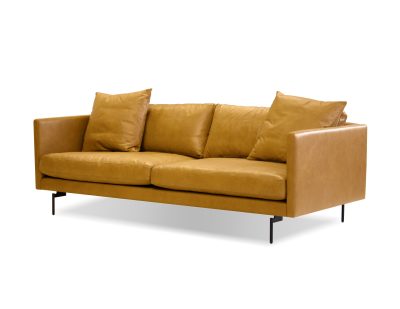 TUX Tan Leather Sofa with Black Legs