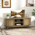 Oak TV Stand with Sliding Doors for 55-Inch TVs 8 Oak TV Stand with Sliding Doors for 55-Inch TVs