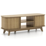 Oak TV Stand with Sliding Doors for 55-Inch TVs 10 Oak TV Stand with Sliding Doors for 55-Inch TVs