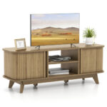 Oak TV Stand with Sliding Doors for 55-Inch TVs 11 Oak TV Stand with Sliding Doors for 55-Inch TVs