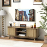 Oak TV Stand with Sliding Doors for 55-Inch TVs 13 Oak TV Stand with Sliding Doors for 55-Inch TVs