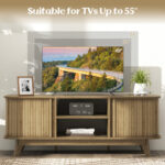 Oak TV Stand with Sliding Doors for 55-Inch TVs 14 Oak TV Stand with Sliding Doors for 55-Inch TVs