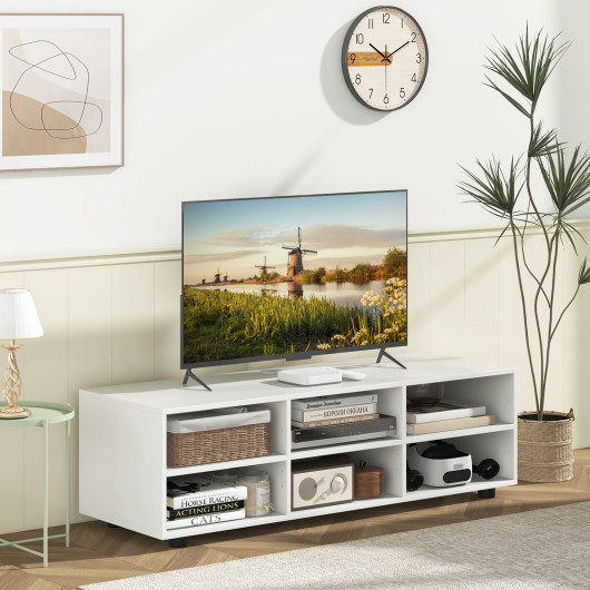 White TV Stand for 55 Inch TVs with 6 Compartments 2 White TV Stand for 55 Inch TVs with 6 Compartments - Image 2