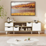 Oak TV Stand with Drawers and Shelves for 55-Inch TVs 8 Oak TV Stand with Drawers and Shelves for 55-Inch TVs
