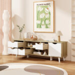 Oak TV Stand with Drawers and Shelves for 55-Inch TVs 9 Oak TV Stand with Drawers and Shelves for 55-Inch TVs