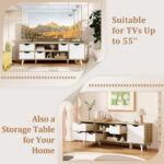 Oak TV Stand with Drawers and Shelves for 55-Inch TVs 14 Oak TV Stand with Drawers and Shelves for 55-Inch TVs