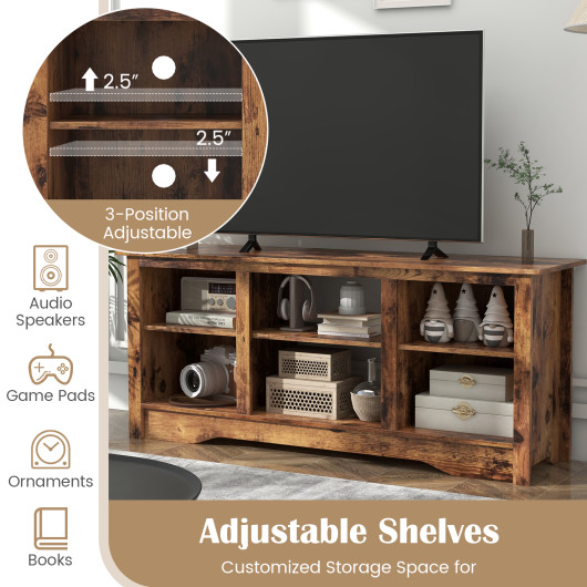 Rustic TV Stand with Adjustable Shelves for 65 Inch Screens 6 Rustic TV Stand with Adjustable Shelves for 65 Inch Screens - Image 6