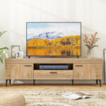 Oak TV Stand with Cabinets and Drawer for 65 Inch TVs 8 Oak TV Stand with Cabinets and Drawer for 65 Inch TVs