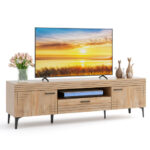 Oak TV Stand with Cabinets and Drawer for 65 Inch TVs 10 Oak TV Stand with Cabinets and Drawer for 65 Inch TVs