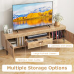 Oak TV Stand with Cabinets and Drawer for 65 Inch TVs 13 Oak TV Stand with Cabinets and Drawer for 65 Inch TVs