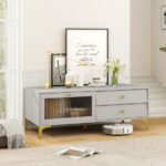 Gray TV Stand with Storage for 55 Inch TV and More 8 Gray TV Stand with Storage for 55 Inch TV and More