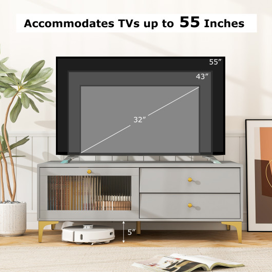 Gray TV Stand with Storage for 55 Inch TV and More 6 Gray TV Stand with Storage for 55 Inch TV and More - Image 6