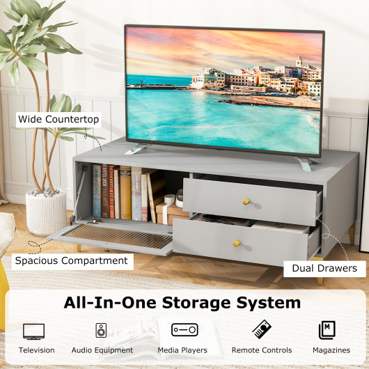 Gray TV Stand with Storage for 55 Inch TV and More 7 Gray TV Stand with Storage for 55 Inch TV and More - Image 7