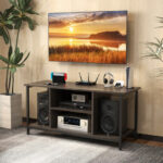Gray 3-Tier TV Stand with Power Outlet and Adjustable Shelf 8 Gray 3-Tier TV Stand with Power Outlet and Adjustable Shelf