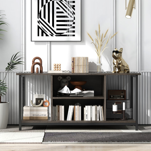 Gray 3-Tier TV Stand with Power Outlet and Adjustable Shelf 2 Gray 3-Tier TV Stand with Power Outlet and Adjustable Shelf - Image 2