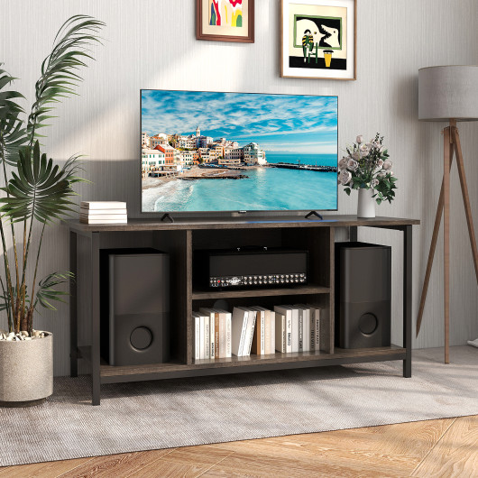 Gray 3-Tier TV Stand with Power Outlet and Adjustable Shelf 6 Gray 3-Tier TV Stand with Power Outlet and Adjustable Shelf - Image 6