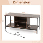 Rustic TV Stand with Storage, Power Outlets, and Shelves
