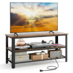 Industrial TV Stand with Power Outlets and USB Ports Rustic Brown 10 Industrial TV Stand with Power Outlets and USB Ports Rustic Brown