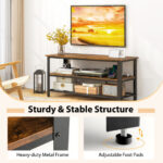 Industrial TV Stand with Power Outlets and USB Ports Rustic Brown 14 Industrial TV Stand with Power Outlets and USB Ports Rustic Brown