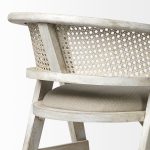 Tabitha 30.75" Seat Height Beige Fabric/Rattan Seat Blonde Wood Frame Bar Stool
