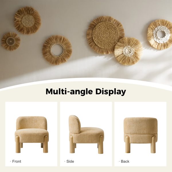 Tabitha Camel Chenille Modern Lounge Chair Rubberwood Legs 4