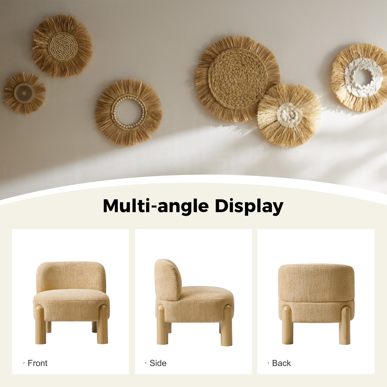 Tabitha Camel Chenille Modern Lounge Chair Rubberwood Legs 5 Tabitha Camel Chenille Modern Lounge Chair Rubberwood Legs - Image 5