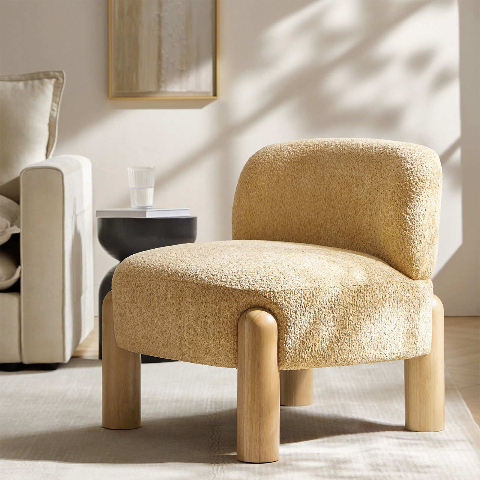 Tabitha Camel Chenille Modern Lounge Chair Rubberwood Legs 1 Tabitha Camel Chenille Modern Lounge Chair Rubberwood Legs