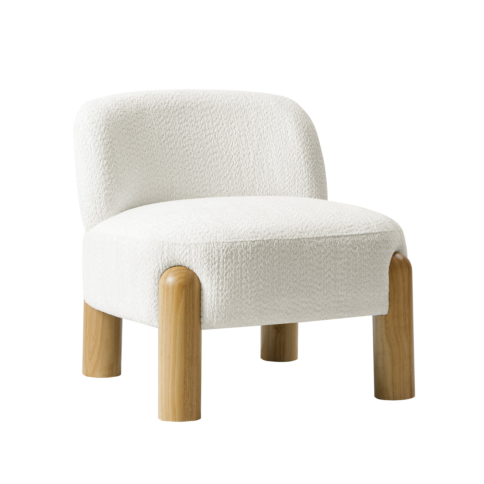 Tabitha Ivory Chenille Modern Rubberwood Lounge Chair 2 Tabitha Ivory Chenille Modern Rubberwood Lounge Chair - Image 2