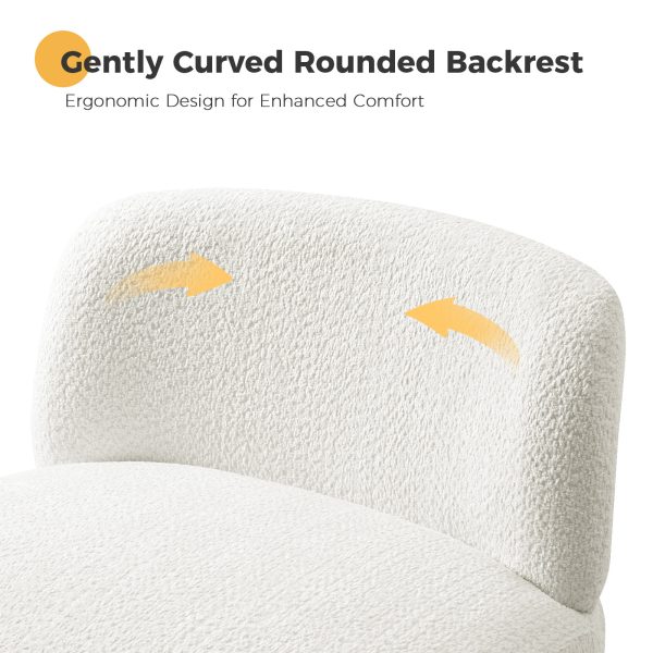 Tabitha Ivory Chenille Modern Rubberwood Lounge Chair 2