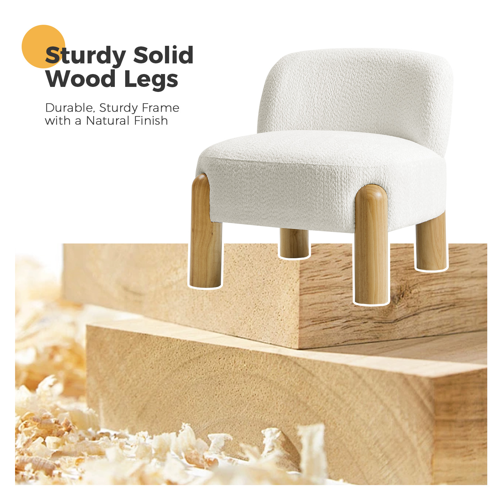 Tabitha Ivory Chenille Modern Rubberwood Lounge Chair 4 Tabitha Ivory Chenille Modern Rubberwood Lounge Chair - Image 4