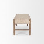 Tadi Rectangular Dark Brown Wood w/ Rug Seat Bench