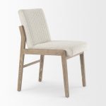 Tahoe Cream Boucle Upholstered and Light Brown Wood Armless Dining Chair