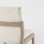 Tahoe Cream Boucle Upholstered and Light Brown Wood Armless Dining Chair