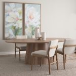 Tahoe Cream Boucle Upholstered and Light Brown Wood Armless Dining Chair