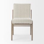 Tahoe Cream Boucle Upholstered and Light Brown Wood Armless Dining Chair