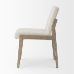 Tahoe Cream Boucle Upholstered and Light Brown Wood Armless Dining Chair