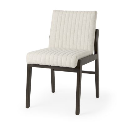 Tahoe Cream Upholstered and Black-Brown Wood Armless Dining Chair