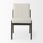 Tahoe Cream Upholstered and Black-Brown Wood Armless Dining Chair