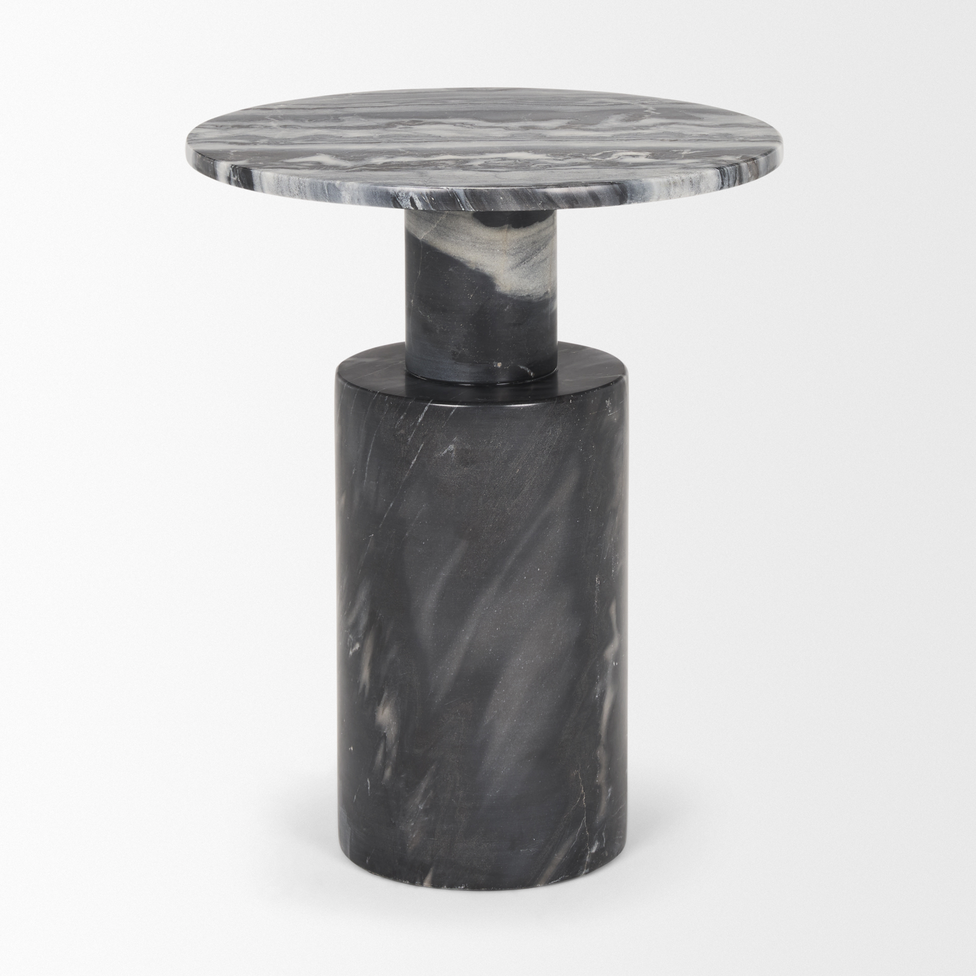 Taite Solid Dark Gray Marble Pedestal Accent Table 4 Taite Solid Dark Gray Marble Pedestal Accent Table - Image 4