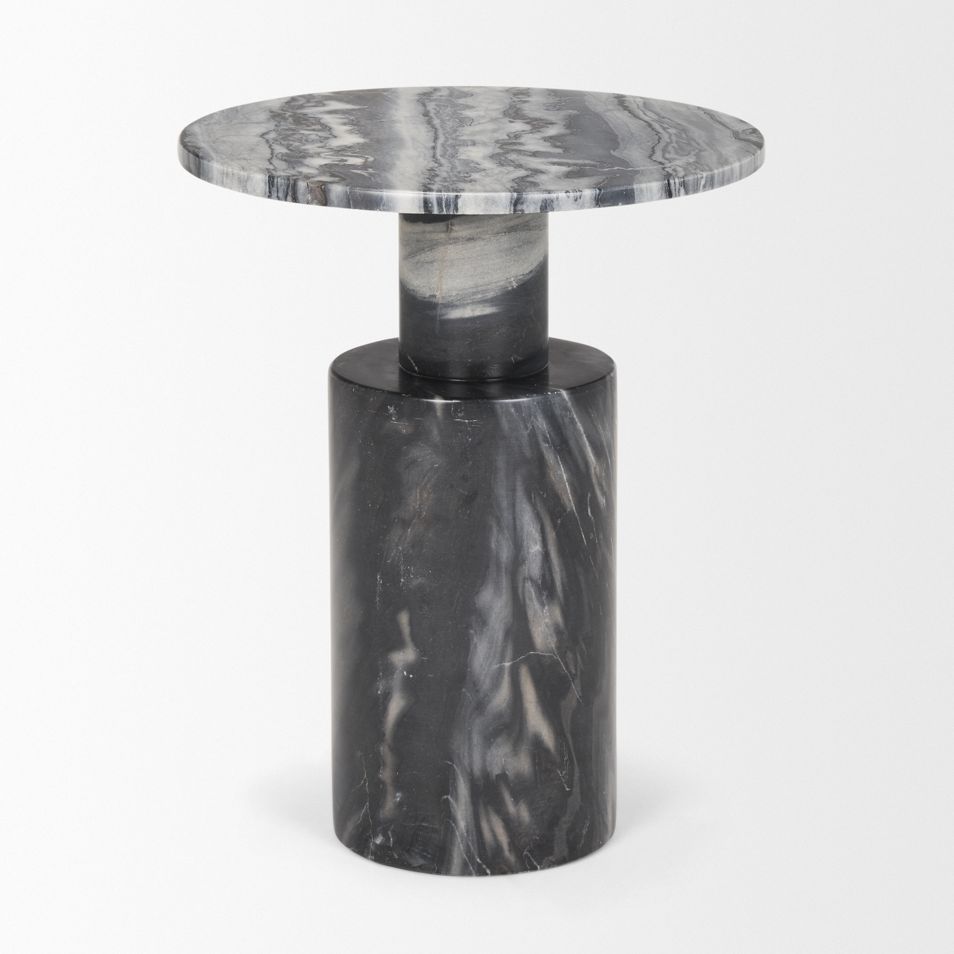 Taite Solid Dark Gray Marble Pedestal Accent Table 5 Taite Solid Dark Gray Marble Pedestal Accent Table - Image 5