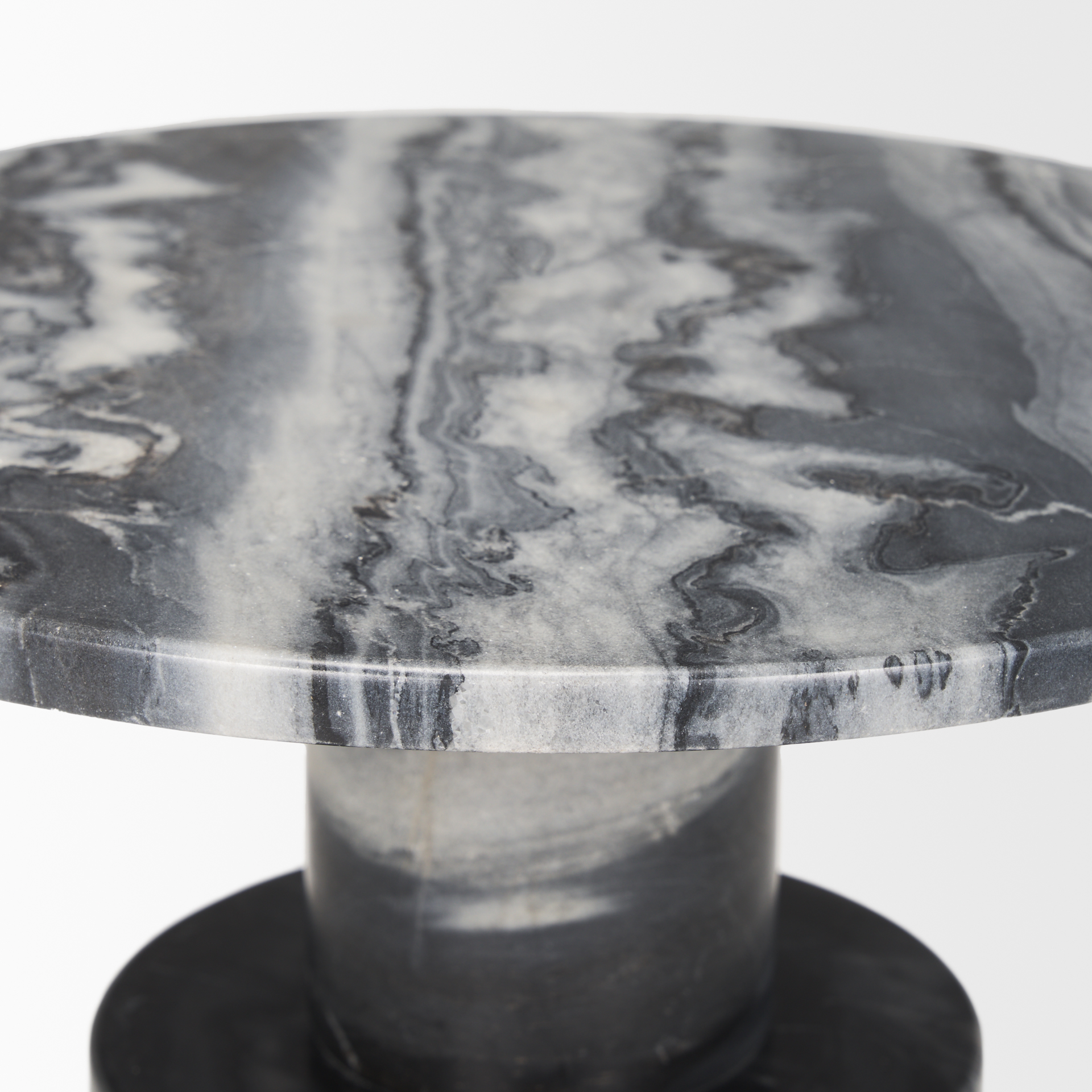 Taite Solid Dark Gray Marble Pedestal Accent Table 6 Taite Solid Dark Gray Marble Pedestal Accent Table - Image 6