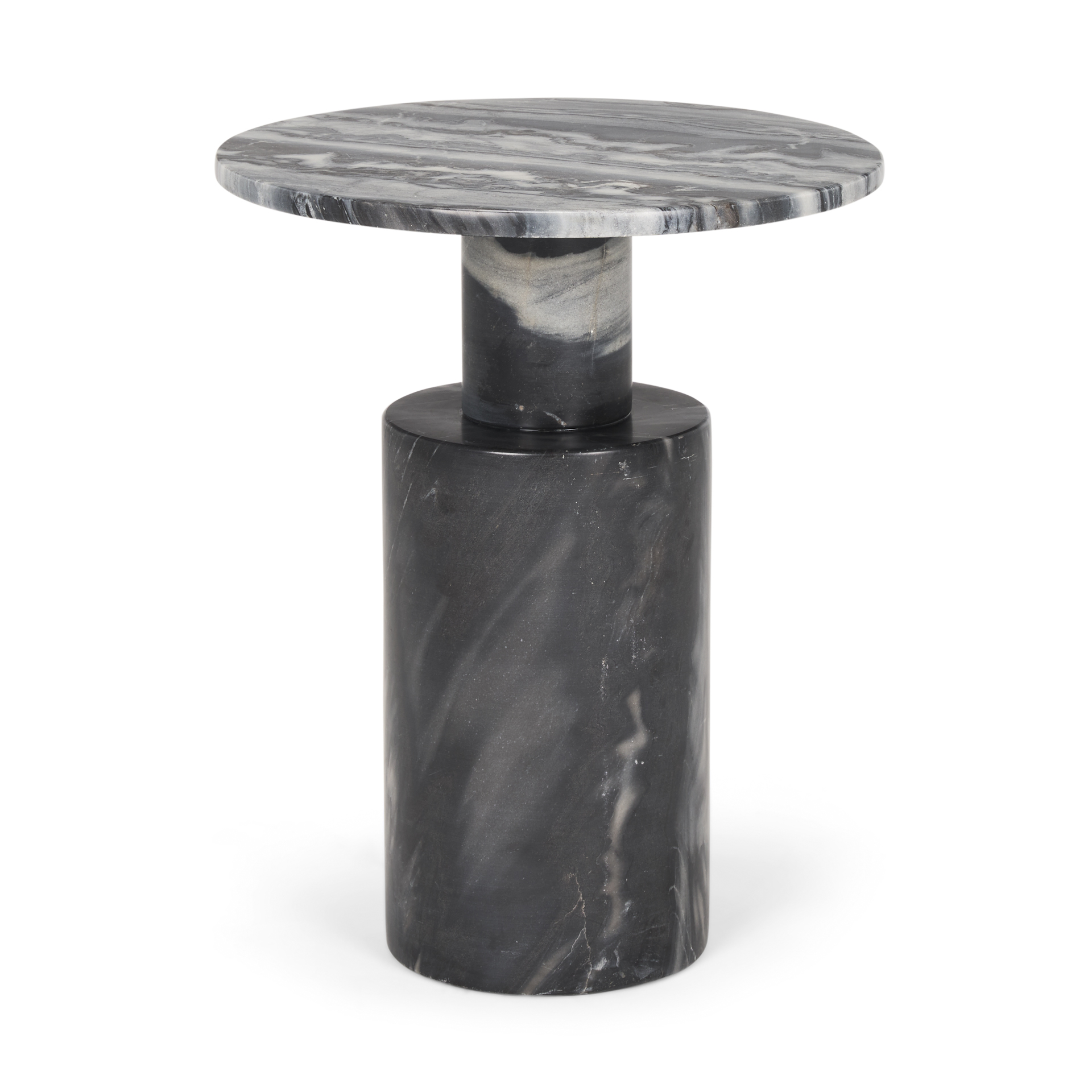 Taite Solid Dark Gray Marble Pedestal Accent Table 1 Taite Solid Dark Gray Marble Pedestal Accent Table