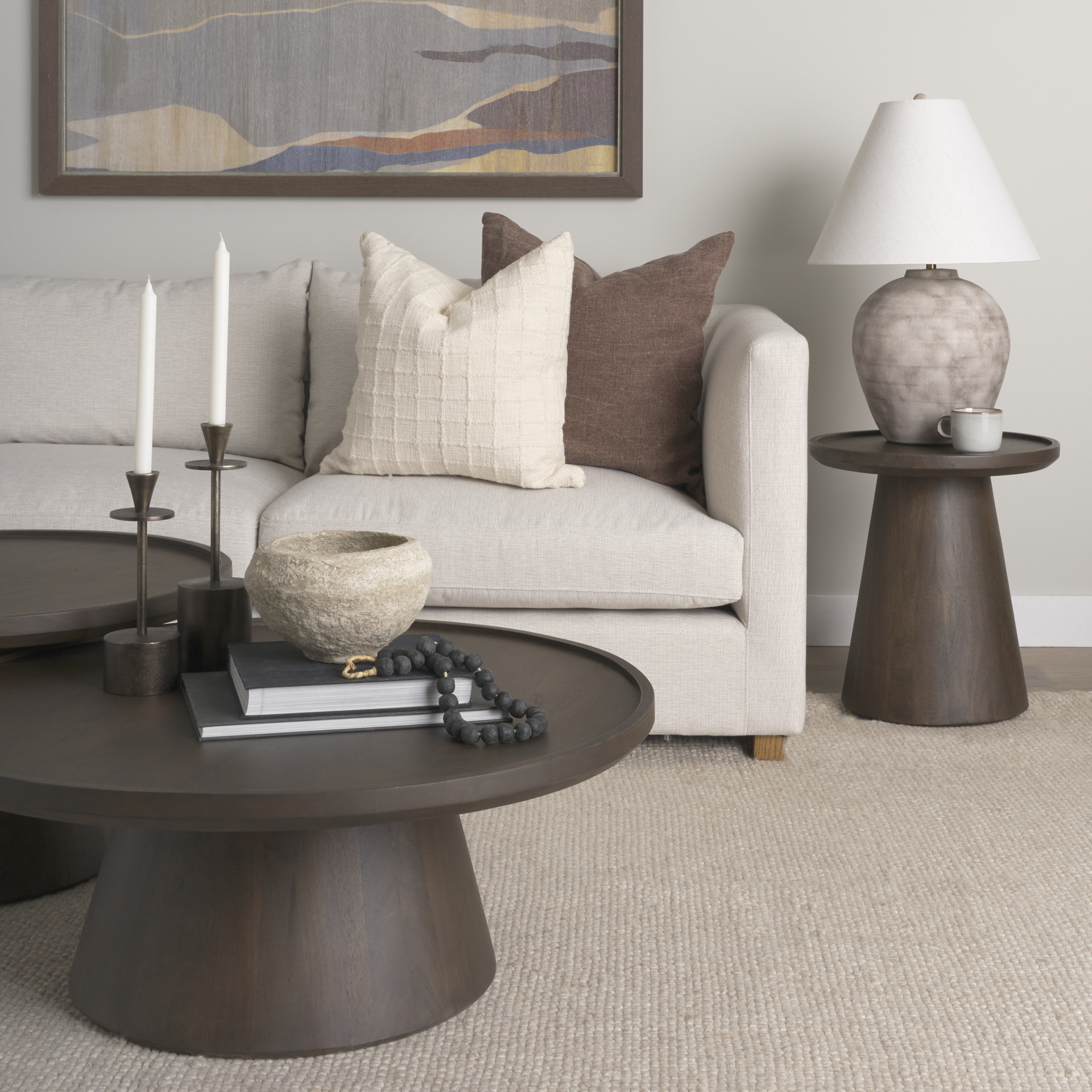 Takoda Dark Brown Wood Tapered Drum Accent Table 2 Takoda Dark Brown Wood Tapered Drum Accent Table - Image 2