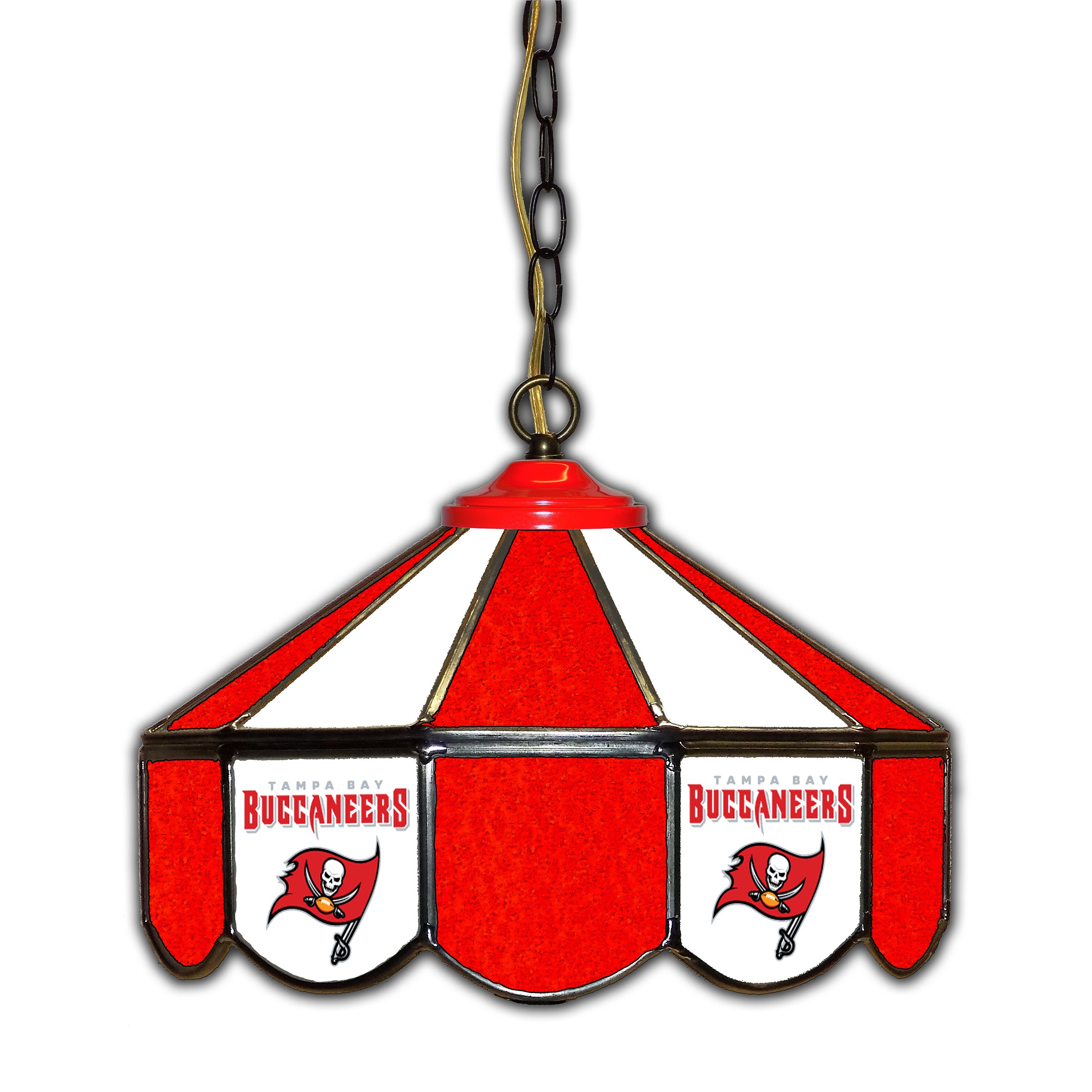 Tampa Bay Buccaneers 14-in Stained Glass Pub Light Handmade USA 1 Tampa Bay Buccaneers 14-in Stained Glass Pub Light Handmade USA