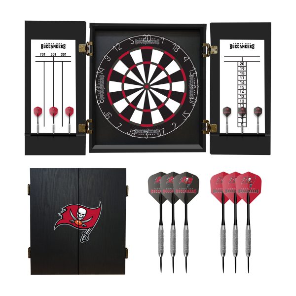 Tampa Bay Buccaneers Bristle Dartboard Cabinet Set 2