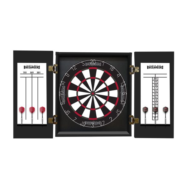 Tampa Bay Buccaneers Bristle Dartboard Cabinet Set