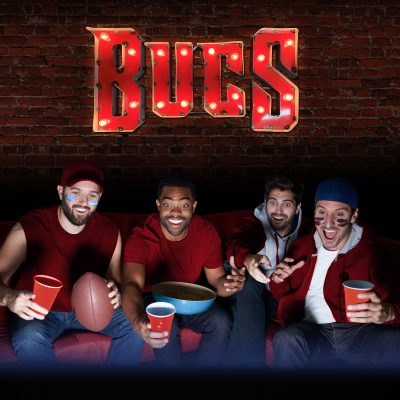 Tampa Bay Buccaneers Lighted Recycled Metal Wordmark Logo Sign