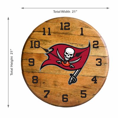 Tampa Bay Buccaneers Oak Barrel Clock NFL Licensed Made in USA