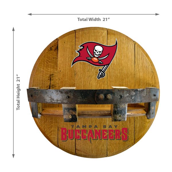 Tampa Bay Buccaneers Oak Whiskey Barrel Bar Shelf